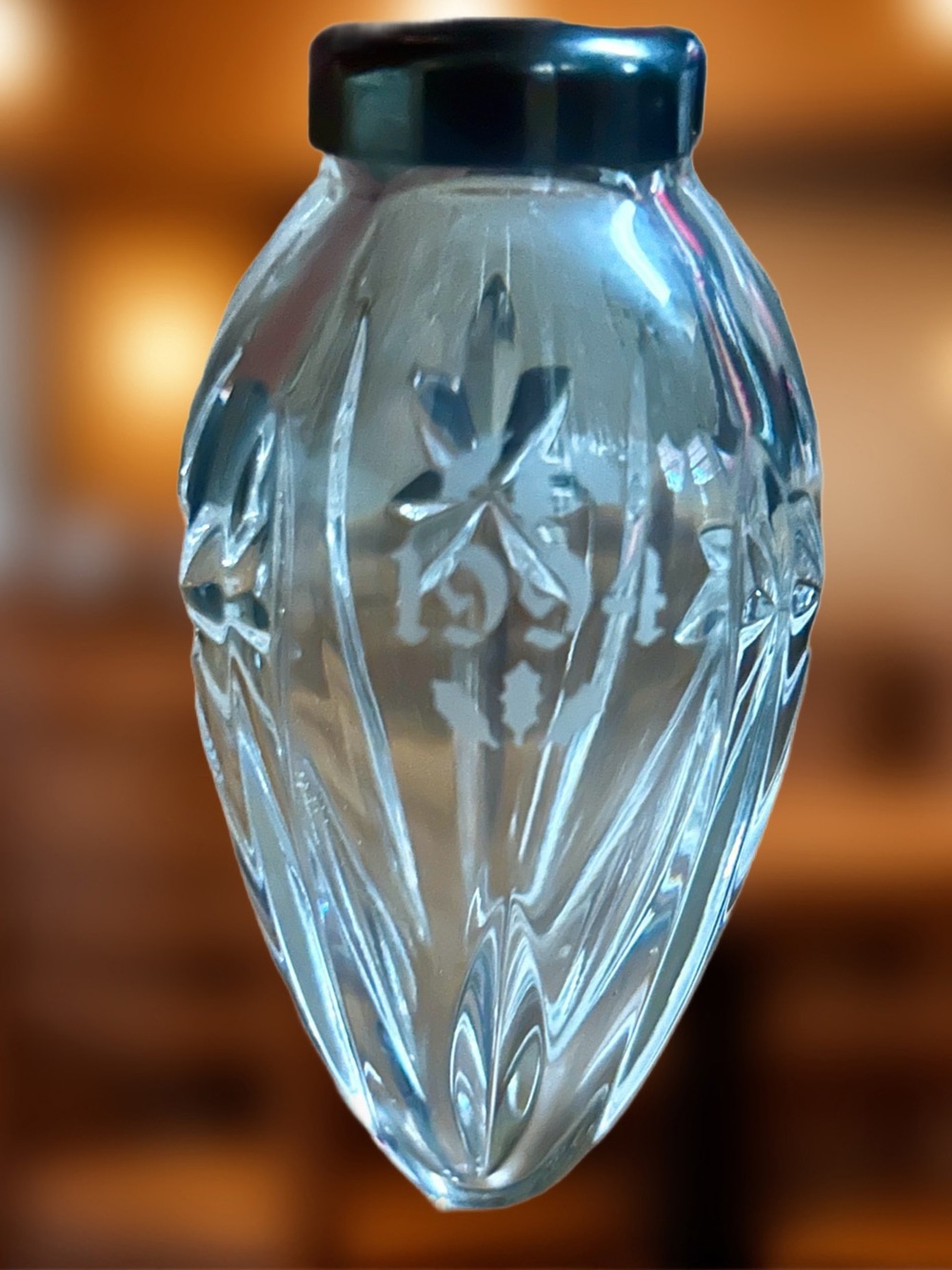 Waterford ~ 1994 ~ Etched Cut Crystal Christmas Ornament Tear Drop Ornament ~Box